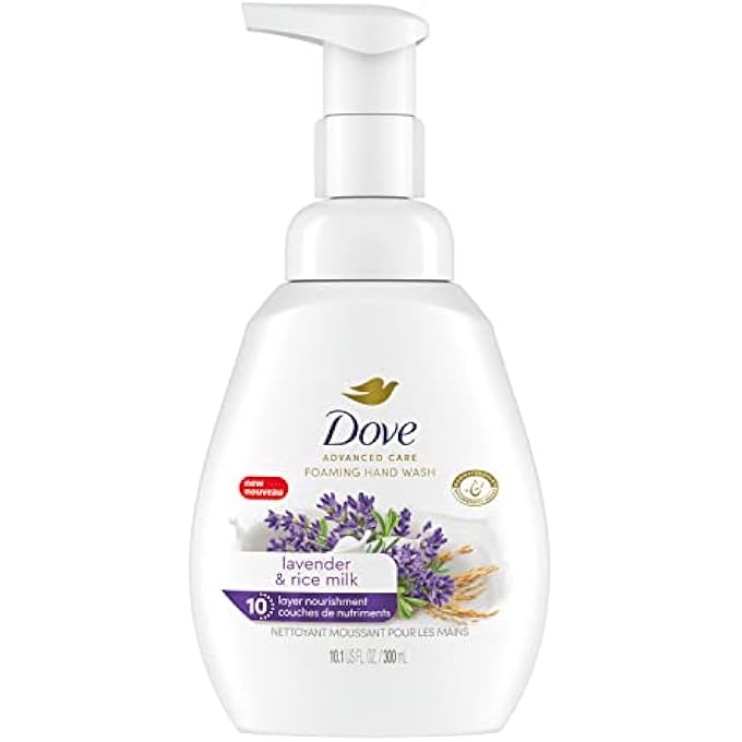 Dove LAVENDER & RICE MILK PROTECTS SKIN FROM DRYNESS, FOAMING HAND WASH MORE MOISTURIZERS THAN THE LEADING ORDINARY HAND SOAP, 10.1 OZ - Image 1